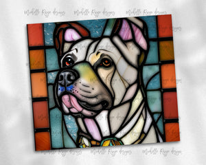 Pitbull Dog Stained Glass