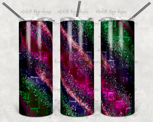 Purple Green and Pink Glass and Glitter Milky Way