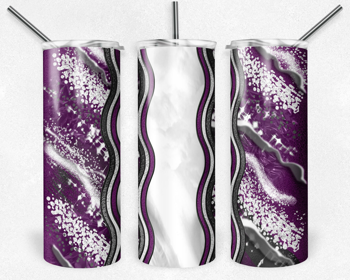Purple and Gray Milky Way with Stained Glass Border Blank
