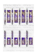 Load image into Gallery viewer, 2023 Graduation Purple and Gold Pen Wraps Set 3