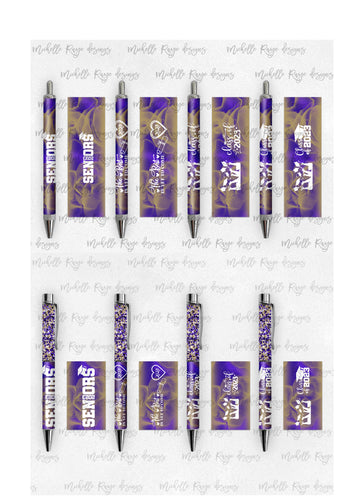 2023 Graduation Purple and Gold Pen Wraps Set 4