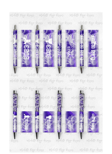 2023 Graduation Purple and White Pen Wraps Set 3