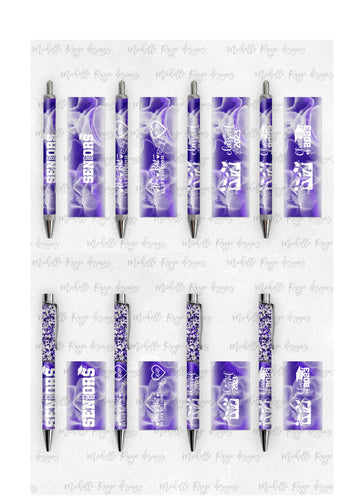2023 Graduation Purple and White Pen Wraps Set 4