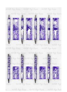 2023 Graduation Purple and White Pen Wraps Set 5
