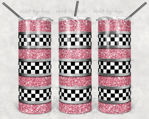 Pink Racing Stripes Glitter