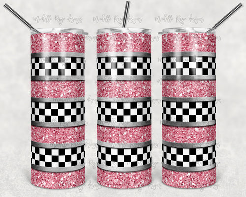 Pink Racing Stripes Glitter