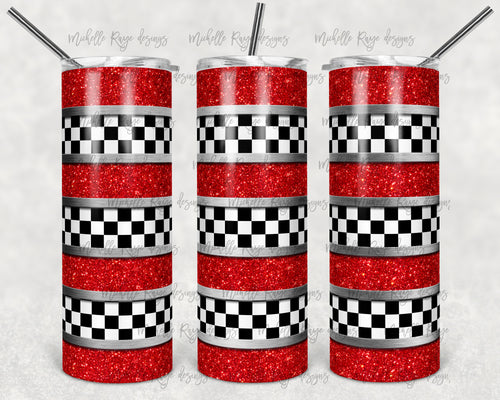 Red Racing Stripes Glitter