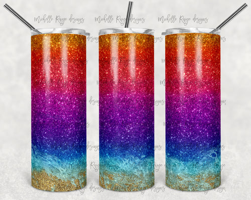 Rainbow Glitter Ombre Beach Blank