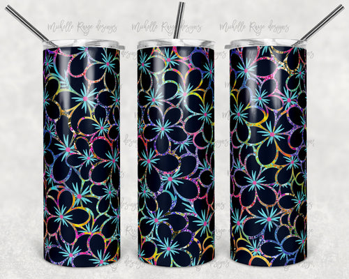 Black and Rainbow Daisy Flower Outlines
