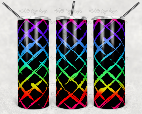 Black and Diagonal Bright Neon Rainbow Bleach