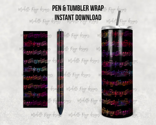 Black and Rainbow Music Notes Combo