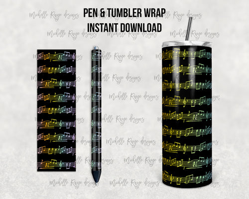 Black and Pastel Rainbow Music Notes Combo
