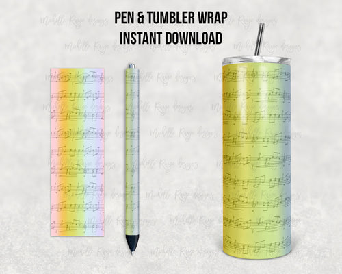 Pastel Ombre Rainbow Alcohol Ink Music Notes Combo