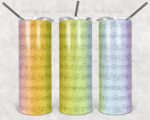 Pastel Ombre Rainbow Alcohol Ink Music Notes