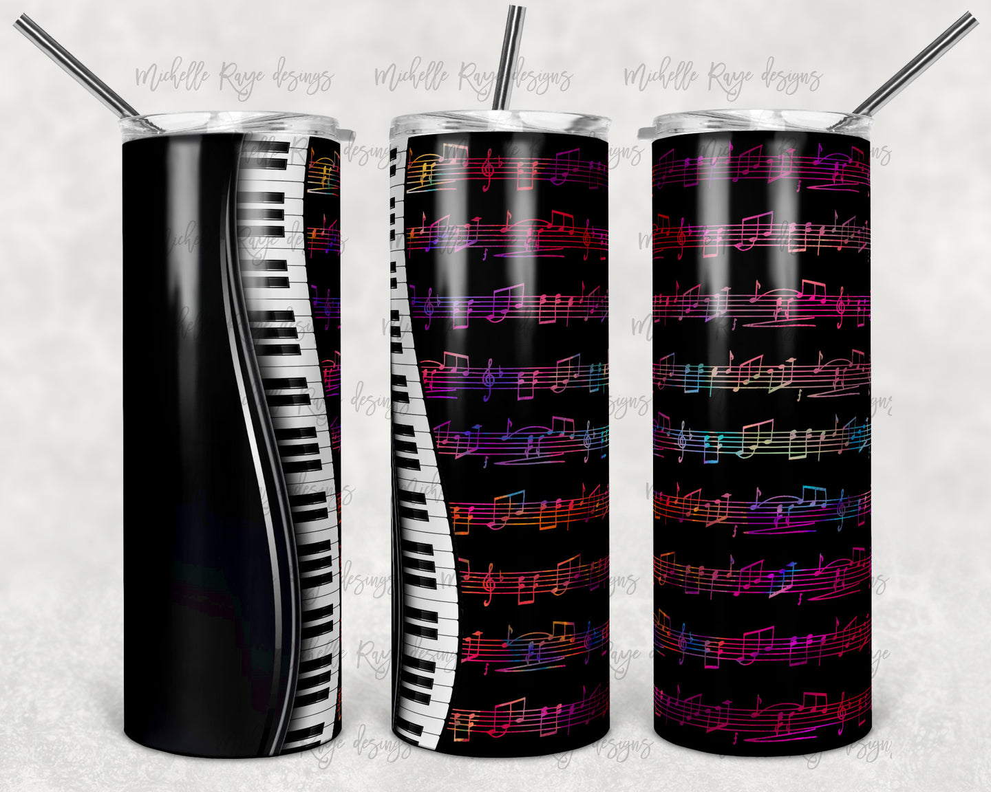 Black and Rainbow Piano and Music Notes