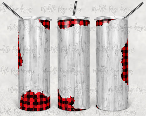 Buffalo Plaid Peekaboo with White Wood Background