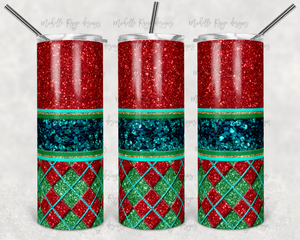 Christmas Red and Green Glitter Argyle