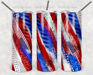 Patriotic Red, White, and Blue Brush Strokes