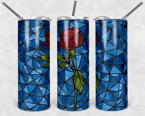 Blue and Red Rose Stained Glass
