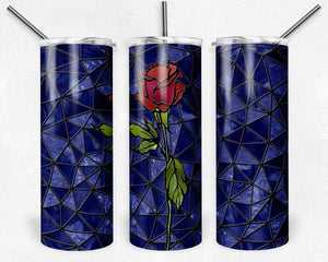 Dark Blue and Red Rose Stained Glass
