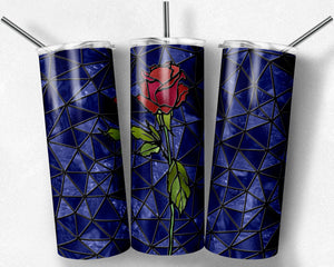 Dark Blue and Red Rose Stained Glass