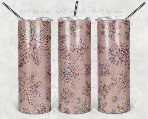 Rose Gold Holographic Snowflakes