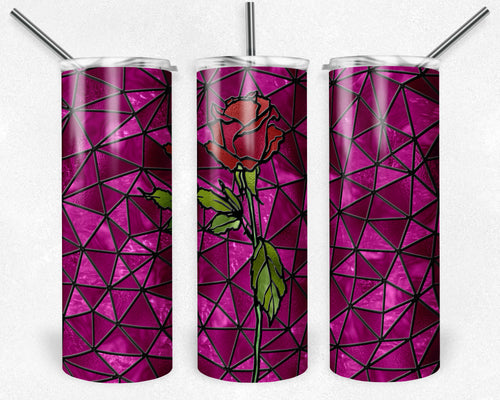 Hot Pink and Red Rose Stained Glass