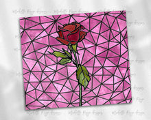 Load image into Gallery viewer, Light Pink and Red Rose Stained Glass