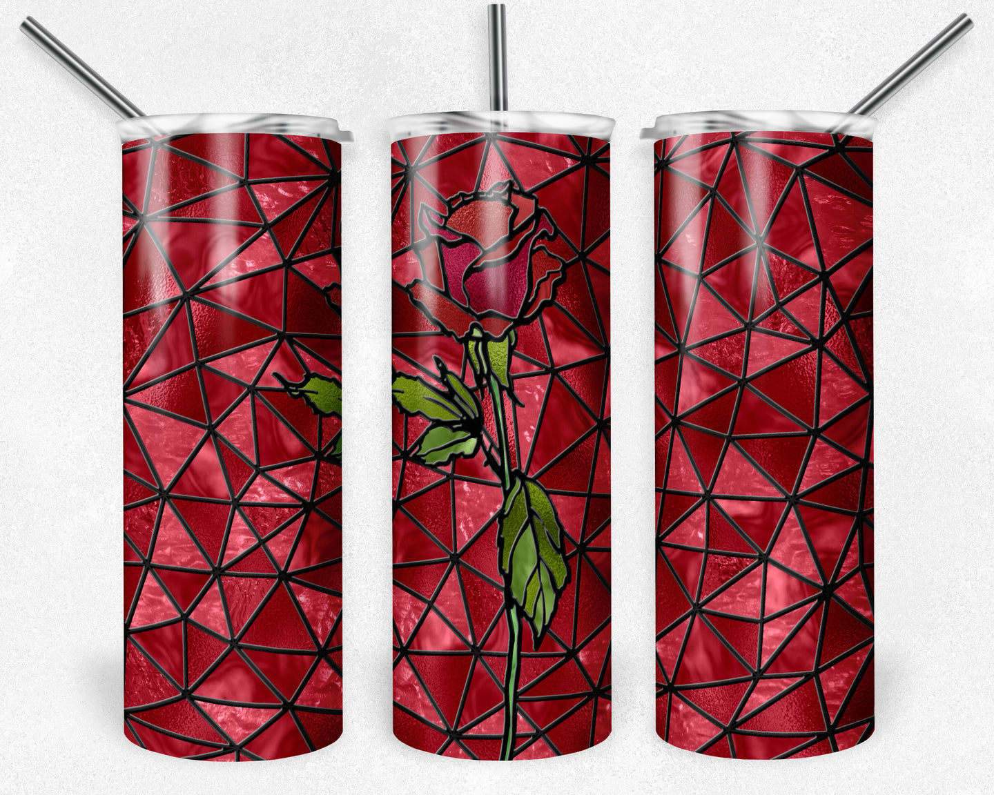 Red and Red Rose Stained Glass