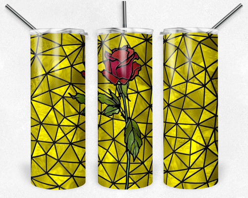 Yellow and Red Rose Stained Glass