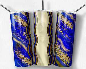 Royal Blue and Gold Milky Way with Stained Glass Border Blank