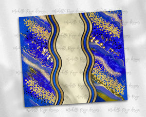 Royal Blue and Gold Milky Way with Stained Glass Border Blank