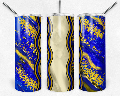 Royal Blue and Yellow Gold Milky Way with Stained Glass Border Blank