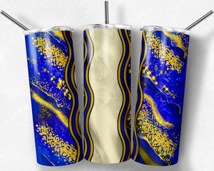 Royal Blue and Yellow Gold Milky Way with Stained Glass Border Blank