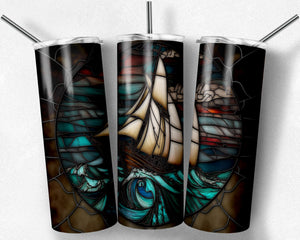 Sailboats and Anchor stained glass, Nautical Bundle