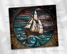 Load image into Gallery viewer, Sailboats and Anchor stained glass, Nautical Bundle