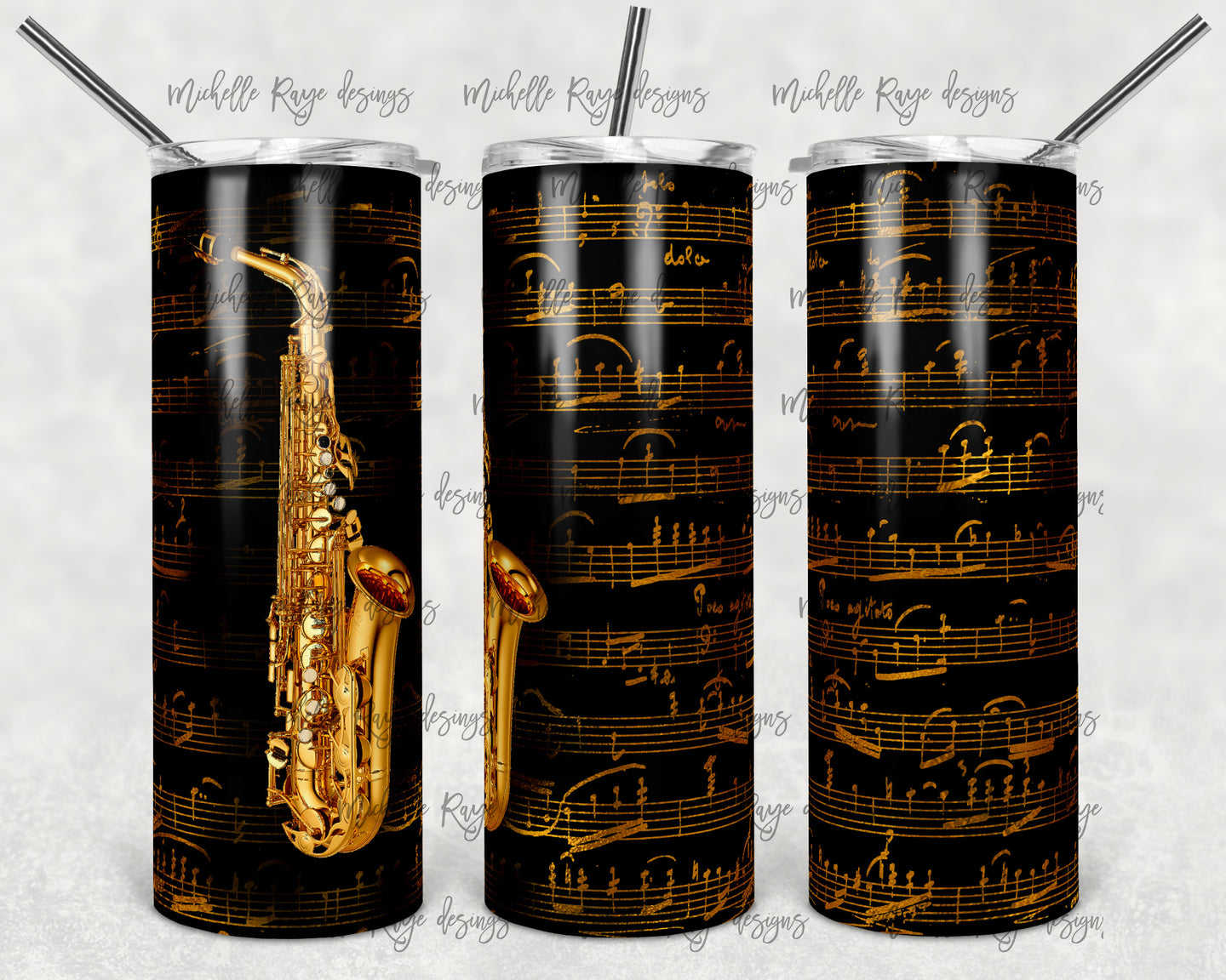 Black and Gold Sheet Music and Saxophone