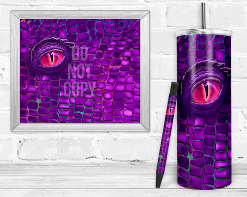Dragon Scale Purple Epoxy and Waterslide Pen Wrap and Tumbler Combo