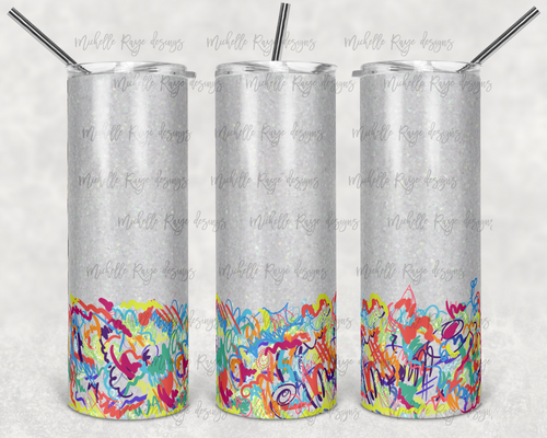 White glitter  bokeh glitter with scribble bottom