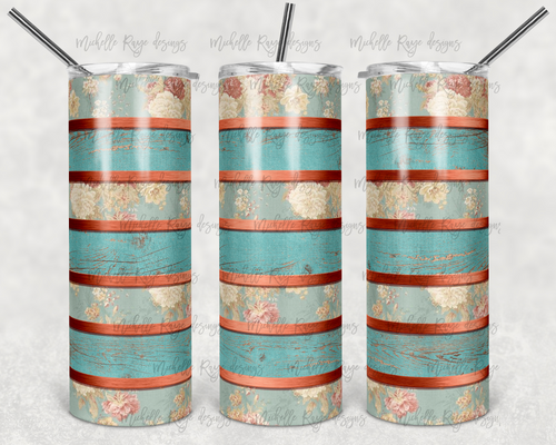 Floral Shabby Chic Bronze Stripe