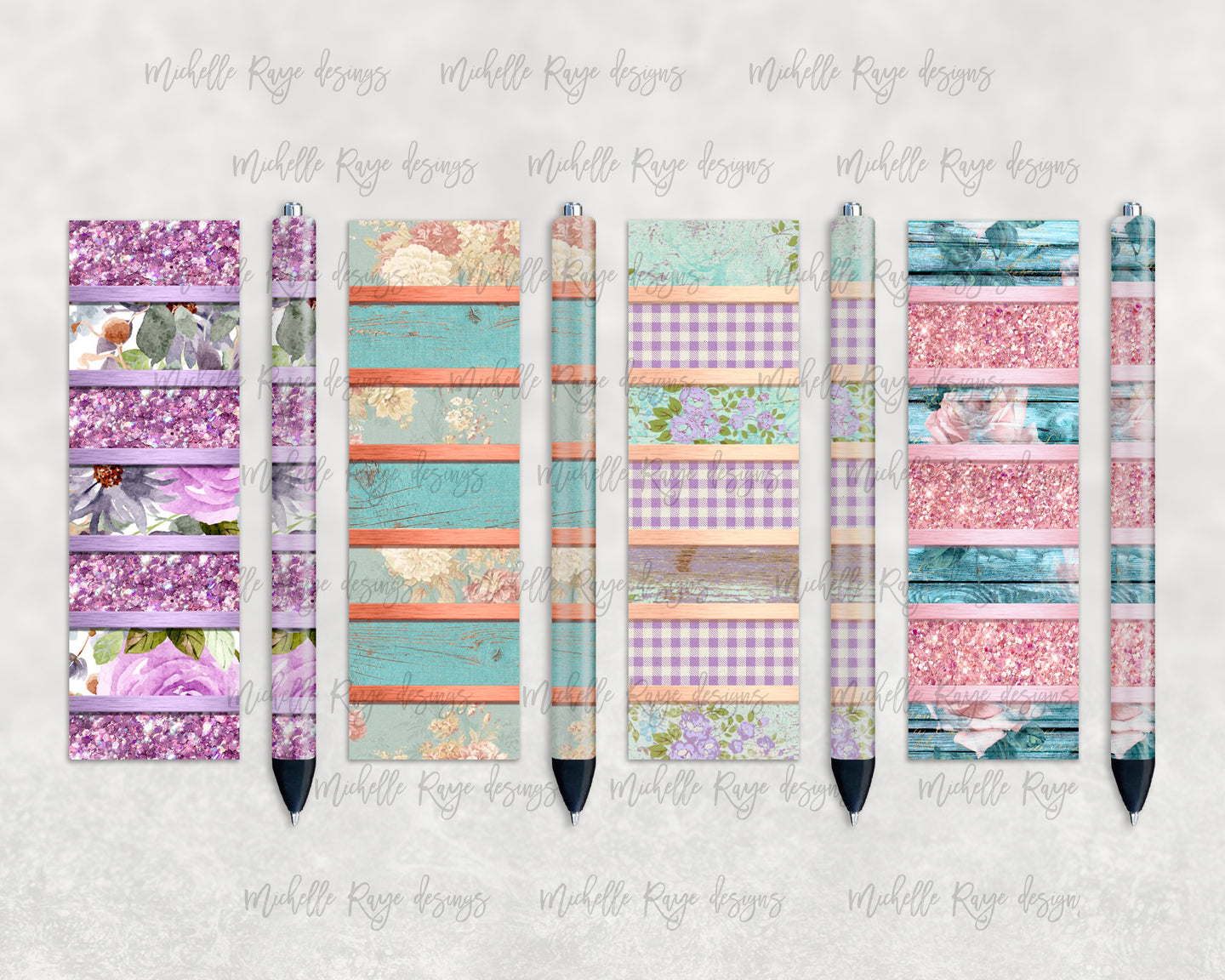 Shabby Chic Stripes Epoxy Pen Wraps