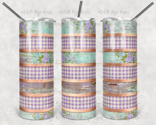 Shabby Chic Purple Stripes Tumbler