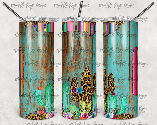 Serape Catcus Leopard Tumbler Design