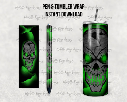 Glowing Green Neon Skull Combo