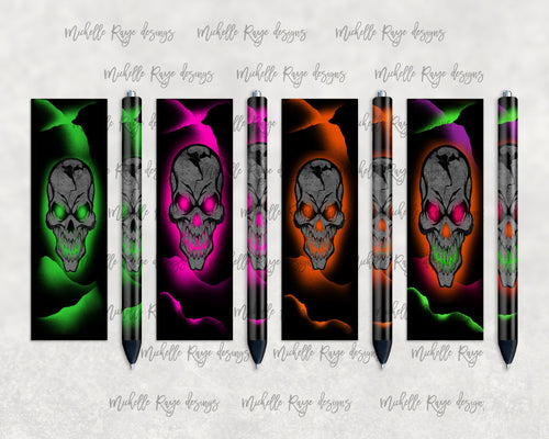 Glowing Neon Skull Pen Wrap Set