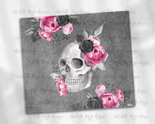 Load image into Gallery viewer, Skull with Pink Florals and Spiderwebs