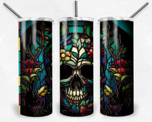 Load image into Gallery viewer, Stained Glass skull with florals