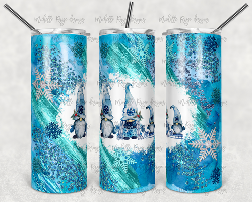 Teal   Silver milky way snowflake gnomes