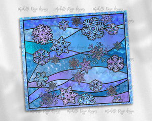 Blue and Purple Snowflakes Stained Glass