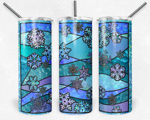 Load image into Gallery viewer, Blue Snowflakes Stained Glass
